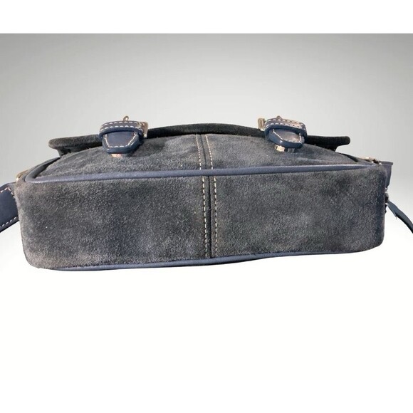 Vintage COACH Blue Suede Crossbody 2004 Silver Hardware With Free Card Case - Picture 2 of 9